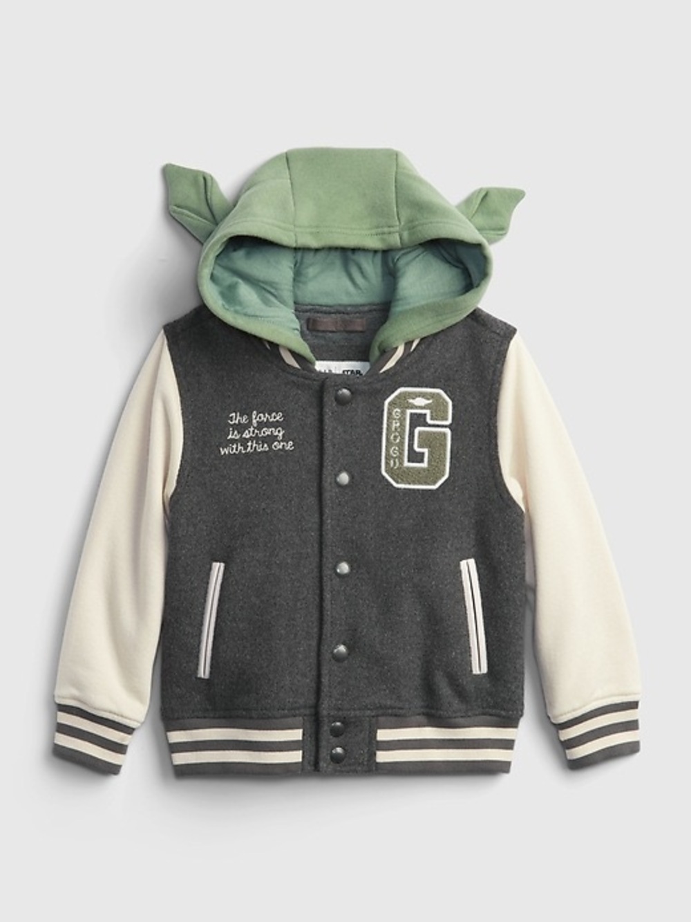 GAP Star Wars Yoda Kids Toddler Hooded Varsity Jacket Size 3T